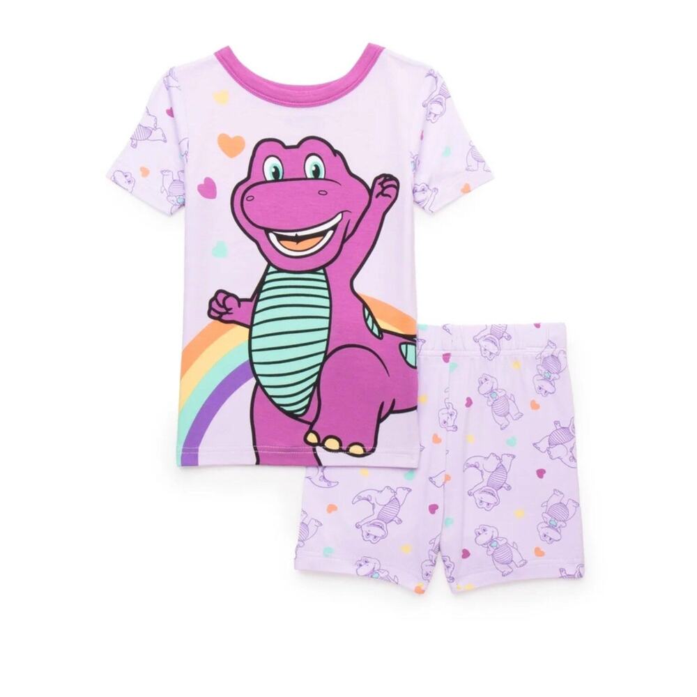 Barney Pijama Two Piece Set Size 4T Purple Dinosaur